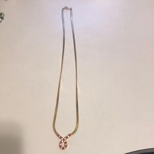 Avon Gold-Tone Necklace with Red Stone Pendant